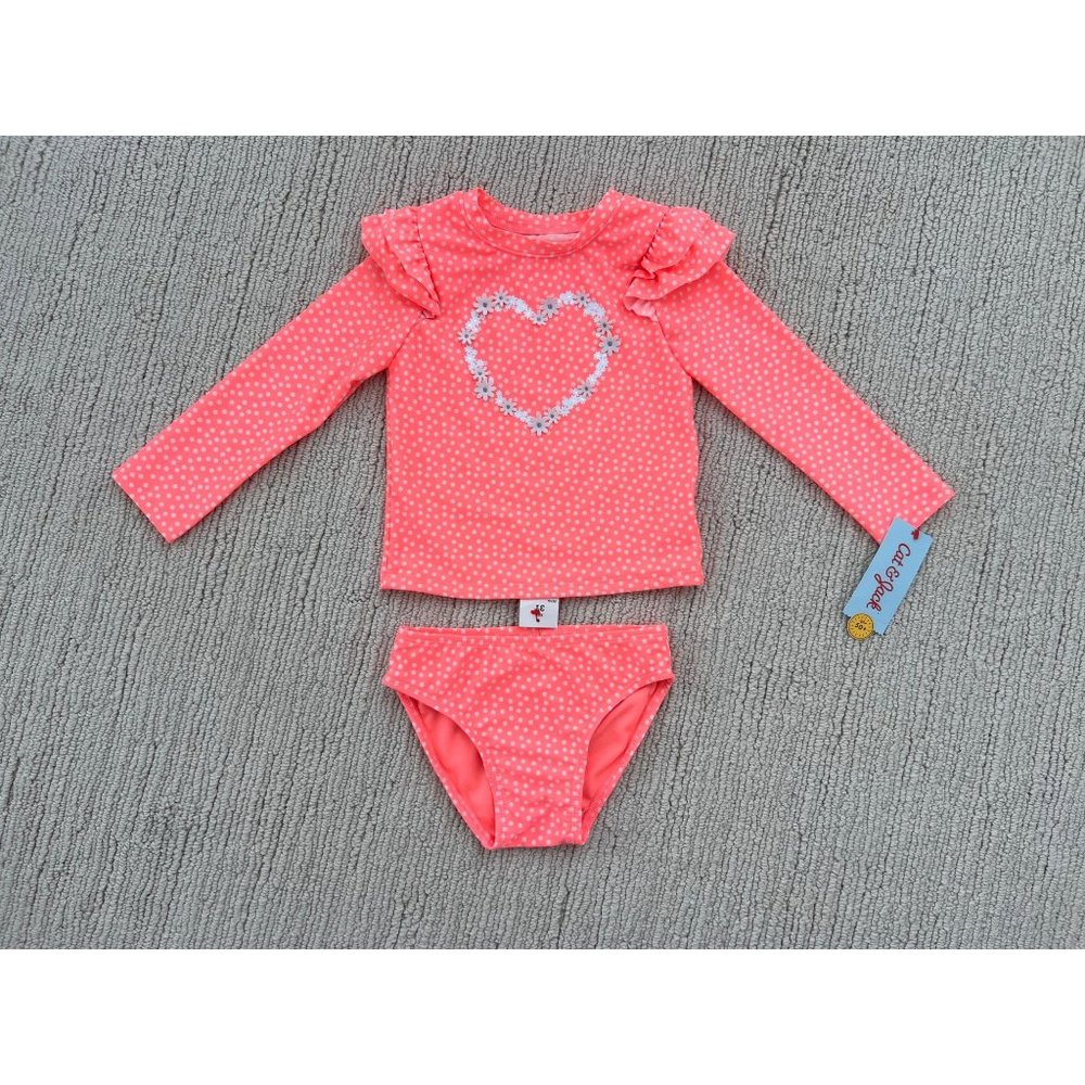 Bright Orange two piece girls swim suit 3T NWT